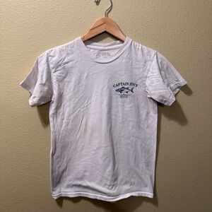 Men’s Small Captain Fin Co. 1967 Fish Market Oceanside White Short Sleeve Shirt